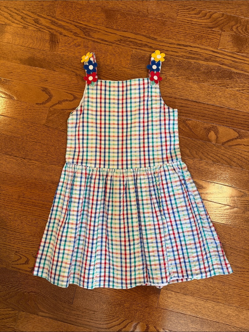 Florence Eiseman Multicolor Plaid Sundress with Flower-Strap Accents